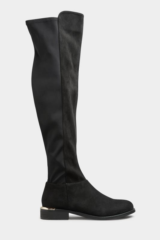 LTS Black Over The Knee Stretch Boots In Standard Fit | Long Tall Sally 3