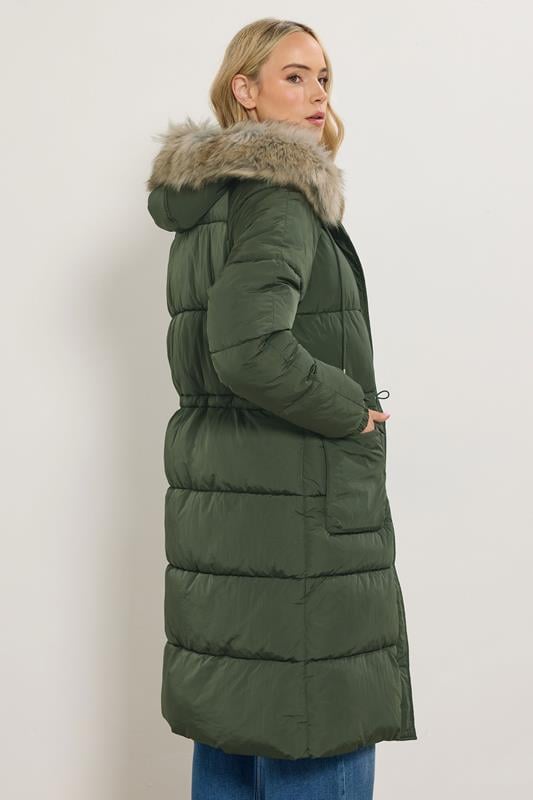 LTS Tall Khaki Green Padded Midi Coat | Long Tall Sally 4