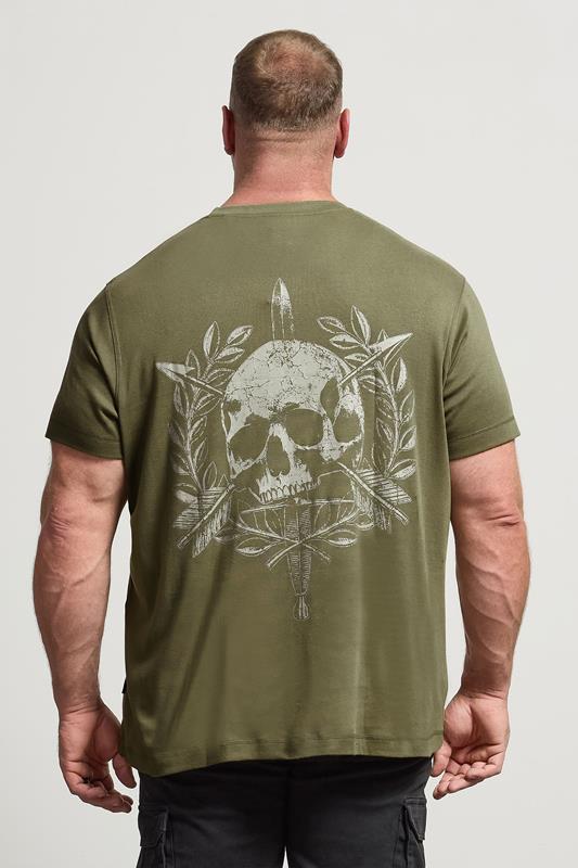BadRhino Big & Tall Olive Green Skull Emblem Graphic T-Shirt | BadRhino 5