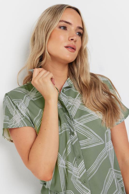 LTS Tall Khaki Green Abstract Print Shirt | Long Tall Sally 4