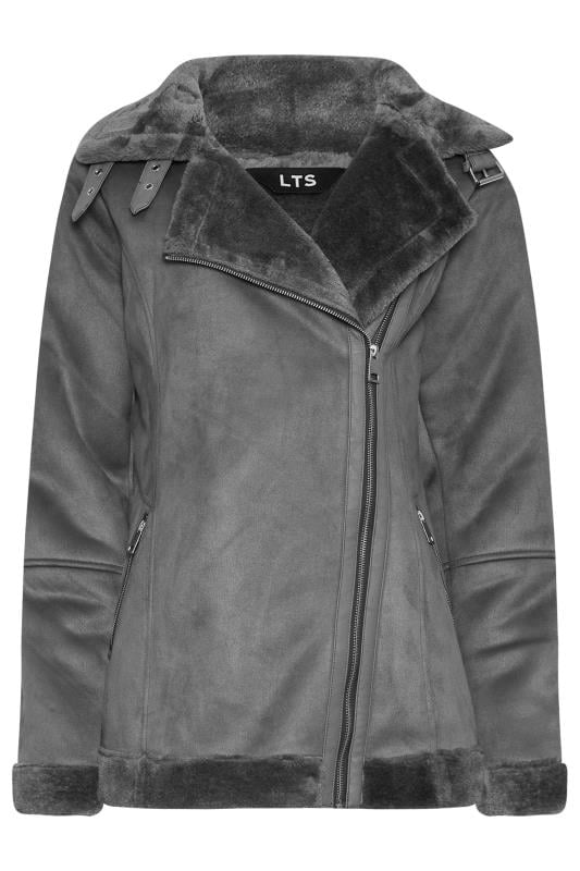 LTS Tall Grey Aviator Jacket Long Tall Sally