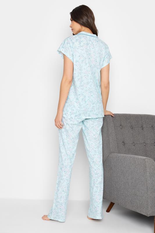 Tall Women's LTS Light Blue Floral Print Cotton Pyjama Set | Long Tall Sally  4