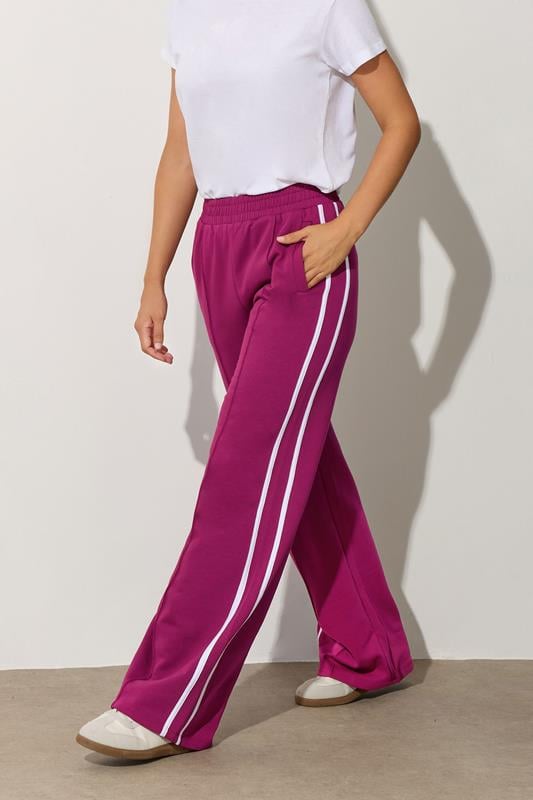 LTS Tall Red Contrast Stripe Wide Leg Trousers | Long Tall Sally 3