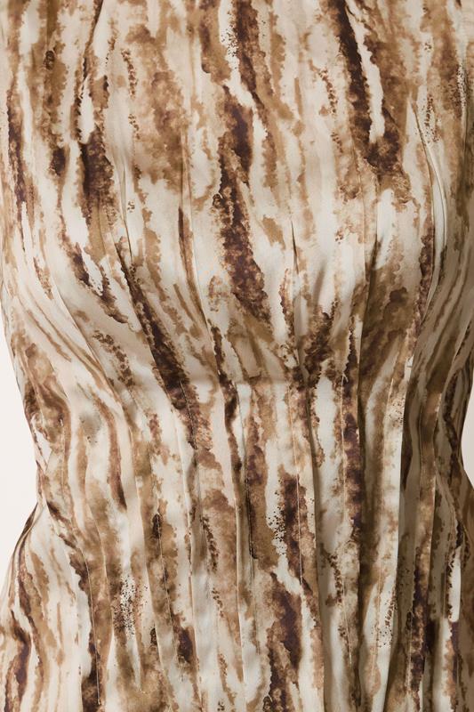LTS Tall Chocolate Brown Abstract Print Satin Pleated Vest Top | Long Tall Sally  4
