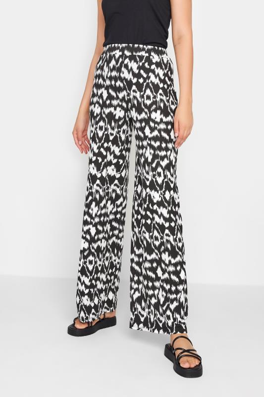 LTS Tall Black & White Abstract Print Wide Leg Trousers  | Long Tall Sally 1