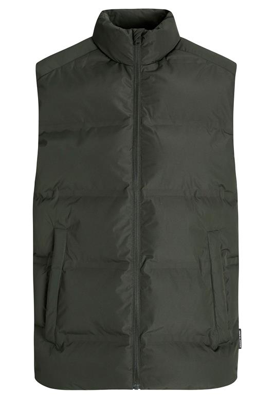 JACK & JONES Big & Tall Rosin Green Collared Puffer Bodywarmer | BadRhino 2