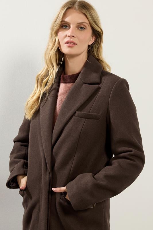 LTS Tall Chocolate Brown Longline Maxi Coat | Long Tall Sally 5