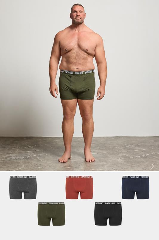 BadRhino 5 PACK Navy Blue/Grey/Green/Burnt Red/Black Boxers | BadRhino 1