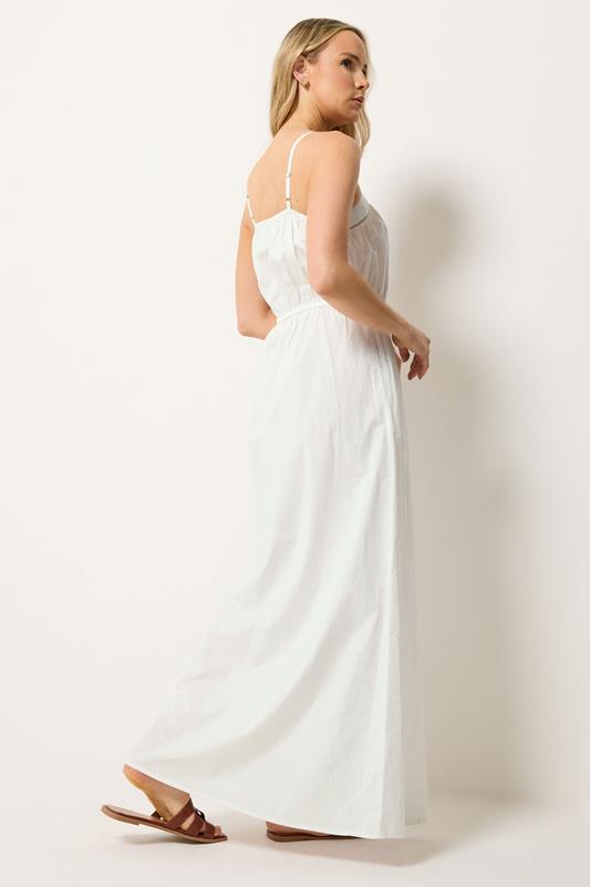 LTS Tall Women's White Tie Waist Cotton Maxi Dress | Long Tall Sally 2