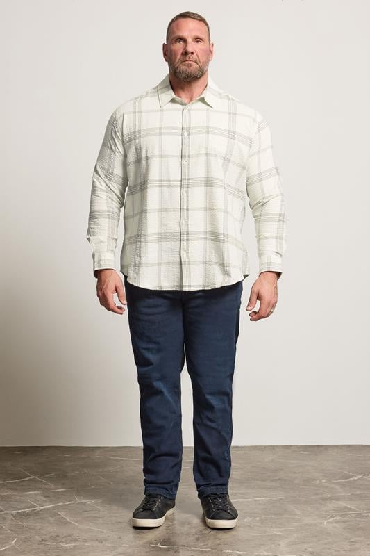 BadRhino Big & Tall Natural Brown Textured Checked Shirt | BadRhino 3