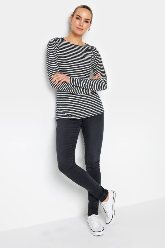 LTS Tall Women's Navy Blue Stripe Print Button T-Shirt | Long Tall Sally  2