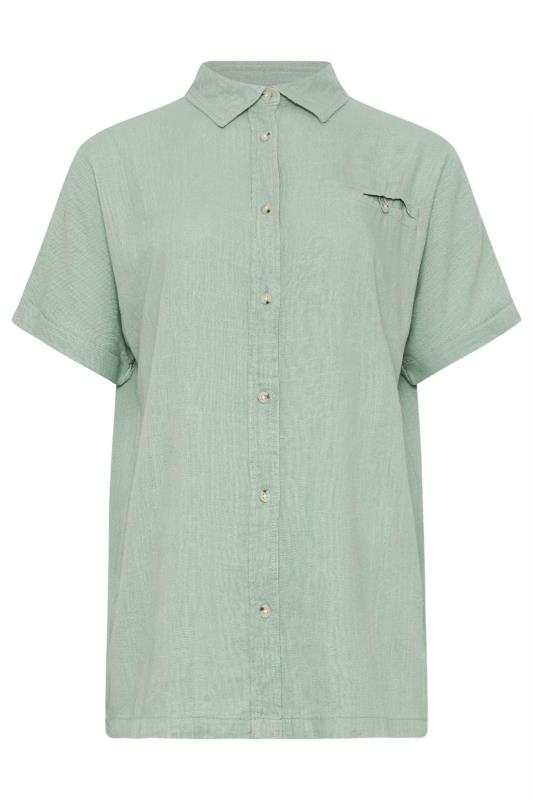 LTS Tall Womens Sage Green Linen Short Sleeve Shirt | Long Tall Sally 5