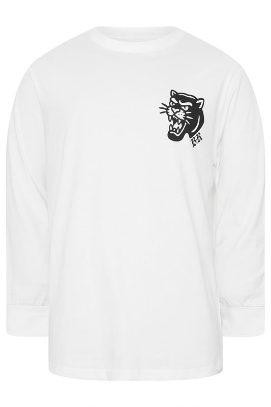 BadRhino Big & Tall White Panther Long Sleeve Graphic T-Shirt