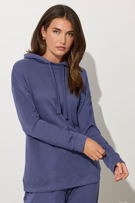 LTS Tall Blue Jersey Drawcord Hoodie | Long Tall Sally 1