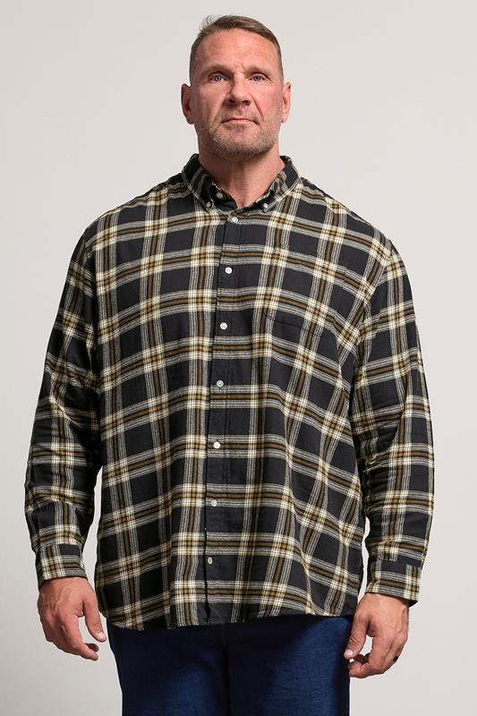 JACK & JONES Big & Tall Black Classic Flannel Checked Shirt
