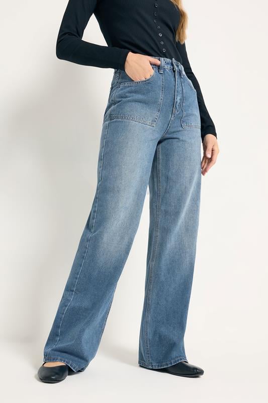 LTS Tall Womens Blue Wide Leg High Waisted Jeans | Long Tall Sally  3