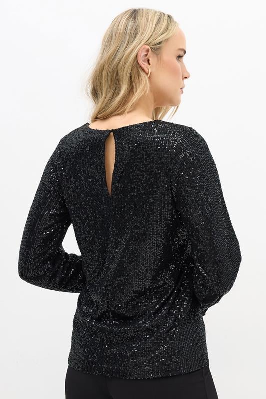 LTS Tall Women's Black Sequin V-Neck Top | Long Tall Sally 4