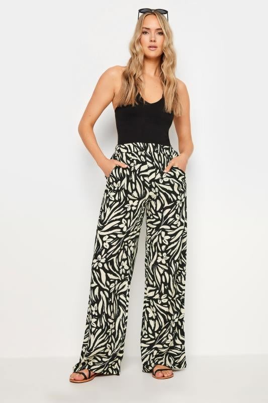 Tall  LTS Tall Black Abstract Floral Print Wide Leg Trousers