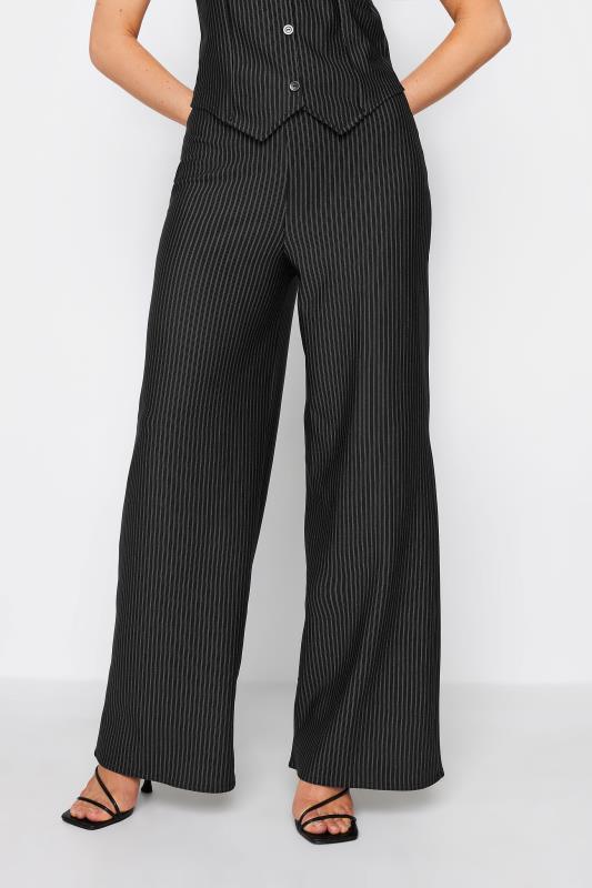 LTS Tall Womens Black Pinstripe Wide Leg Trousers | Long Tall Sally 2
