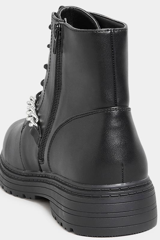 Black Chain Lace Up Boots In Wide & Extra Wide Fit | Yours Clothing 4
