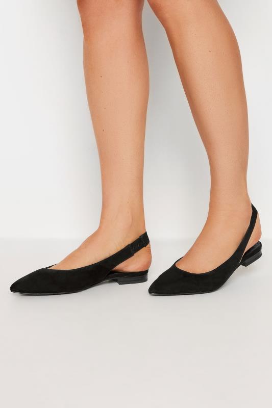 LTS Black Slingback Point Pumps In Standard Fit | Long Tall Sally 1