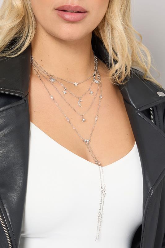 Silver Tone Multi Layer Celestial Necklace