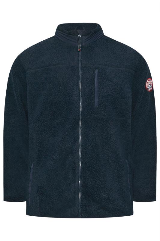 D555 Big & Tall Navy Zip Through Sherpa Fleece Jacket | BadRhino 3