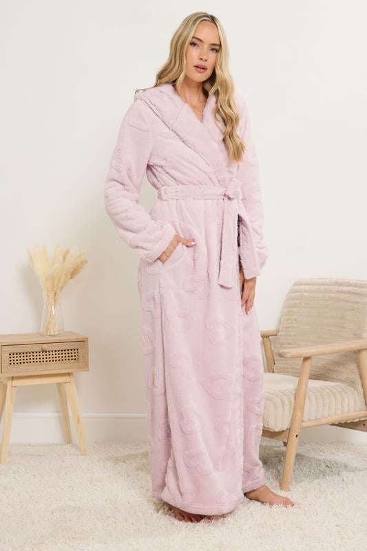 Tall  LTS Tall Light Pink Heart Embossed Dressing Gown