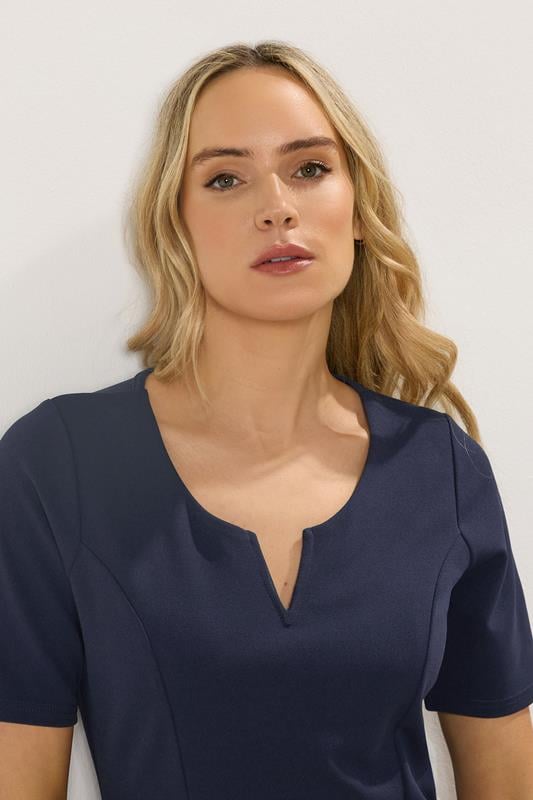 LTS Tall Women's Navy Blue Notch Neck Midi Dress | Long Tall Sally 4