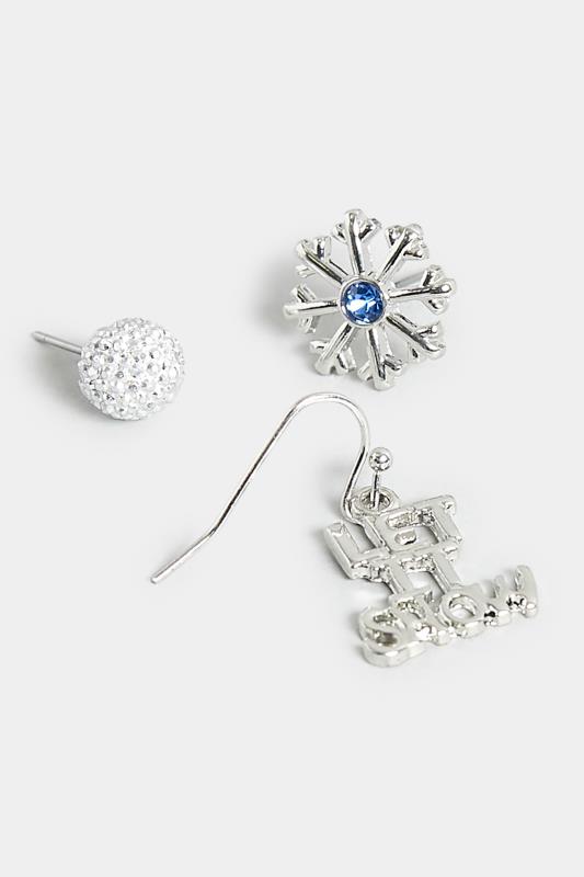 3 PACK Silver Novelty Stud Earrings Set | Yours Clothing 4