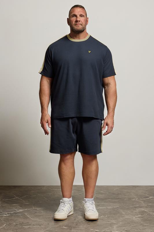 LYLE & SCOTT Big & Tall Navy Blue Contrast Taped T-Shirt 2