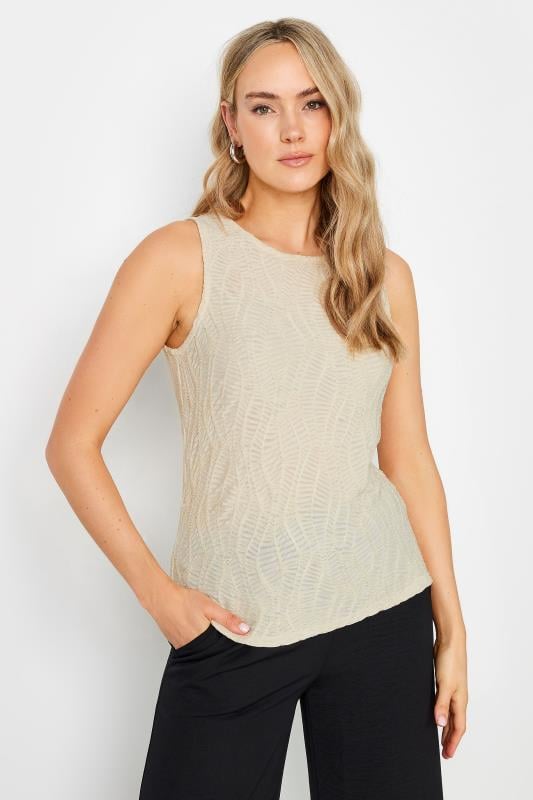 LTS Tall Ivory White Textured Vest Top | Long Tall Sally 1