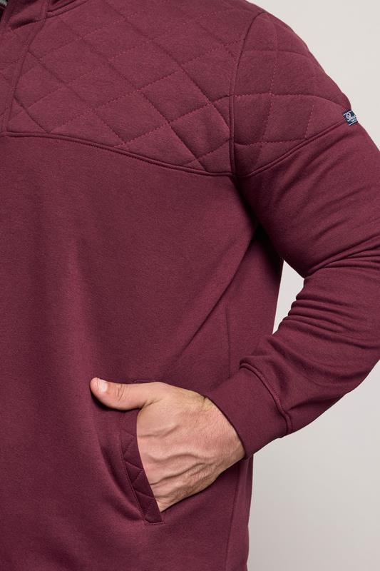 BadRhino Big & Tall Burgundy Red Diamond Quilted Quarter Zip Sweatshirt | BadRhino 4