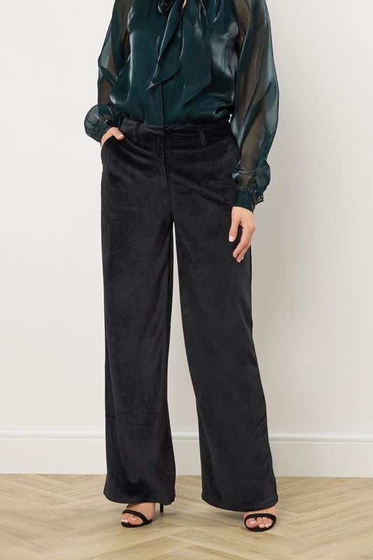 LTS Tall Black Velvet Palazzo Trousers | Long Tall Sally 3