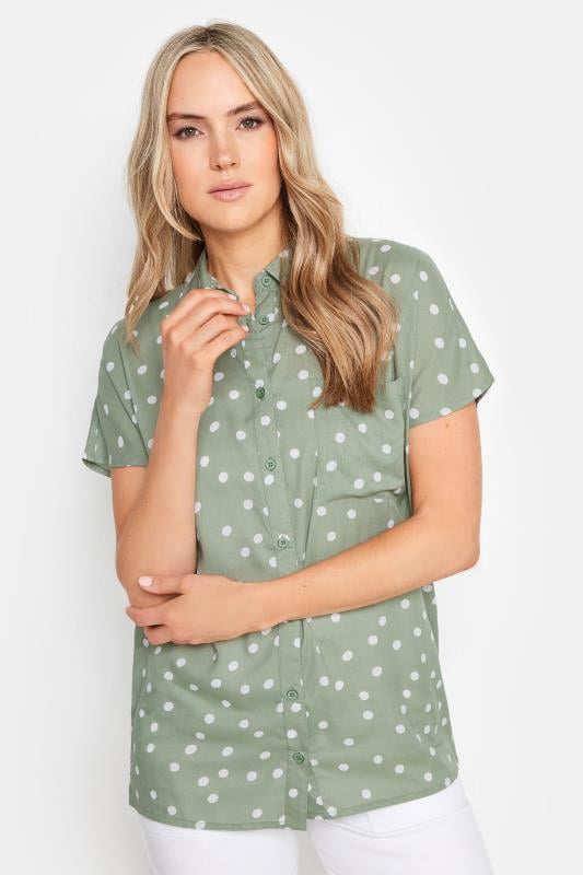 LTS Tall Sage Green Polka Dot Shirt | Long Tall Sally 1