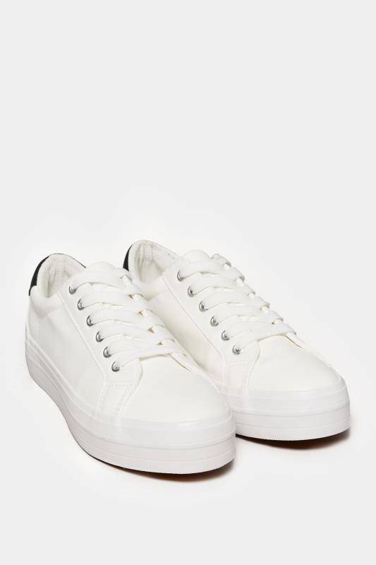 White Studded Detail Trainers In Wide E Fit | Yours Clothing 2