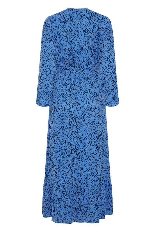 LTS Tall Women's Cobalt Blue Dalmatian Print Midi Wrap Dress | Long Tall Sally 6
