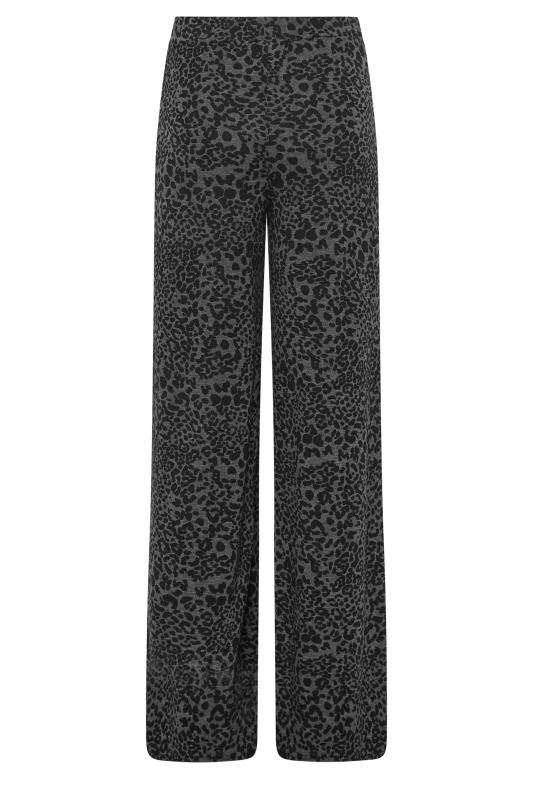LTS Tall Charcoal Grey Leopard Print Wide Leg Trousers | Long Tall Sally 4