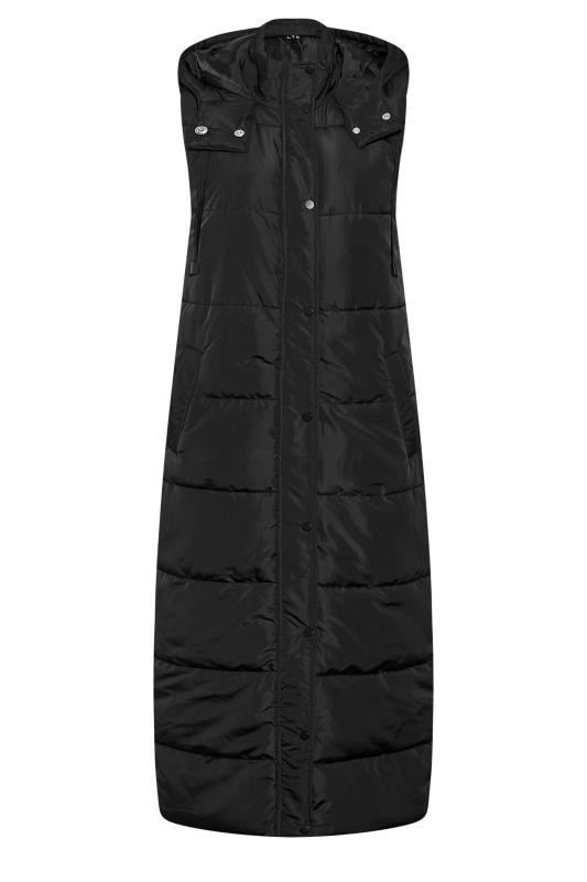 LTS Tall Women's Black Hooded Midaxi Puffer Gilet | Long Tall Sally 6
