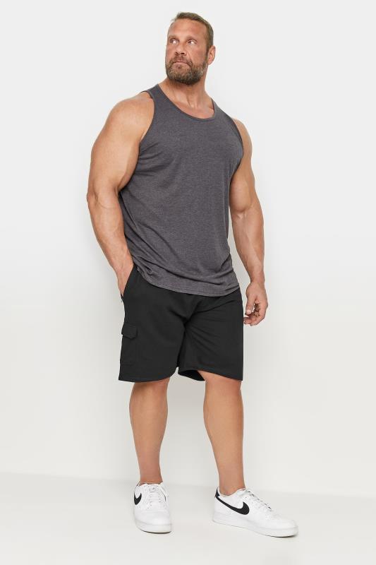 D555 Big & Tall Black Cotton Jogger Shorts | BadRhino 2