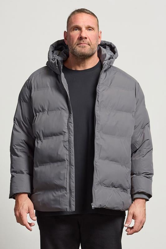 JACK & JONES Big & Tall Grey Puffer Jacket
