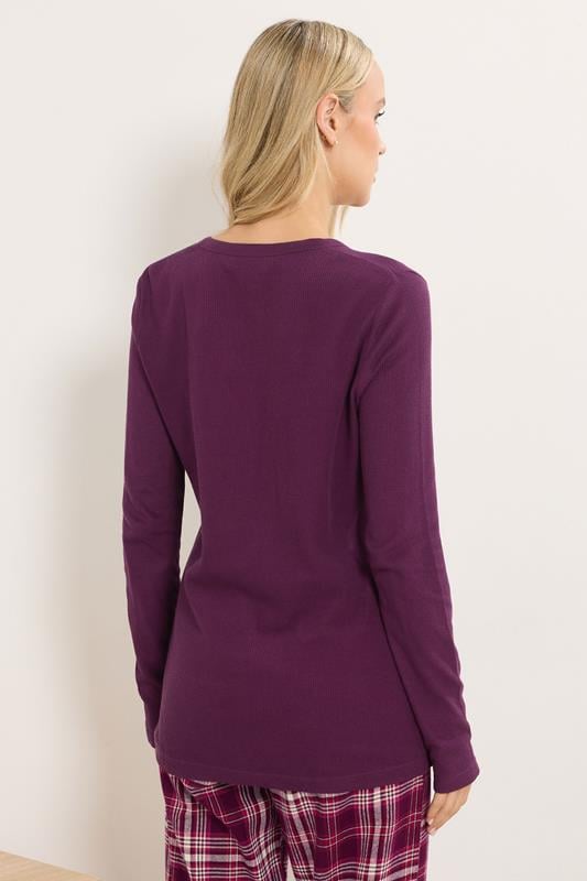 LTS Tall Burgundy Red Cotton Waffle Pyjama Top | Long Tall Sally 3