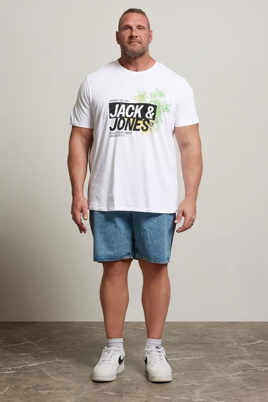 JACK & JONES Big & Tall White Contrast Logo Print T-Shirt | BadRhino 2