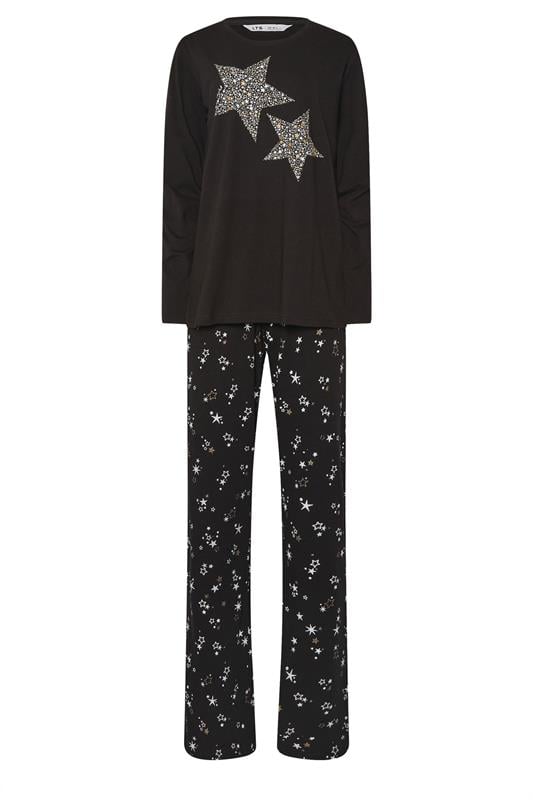 LTS Tall Black Star Graphic Wide Leg Pyjama Set | Long Tall Sally 5