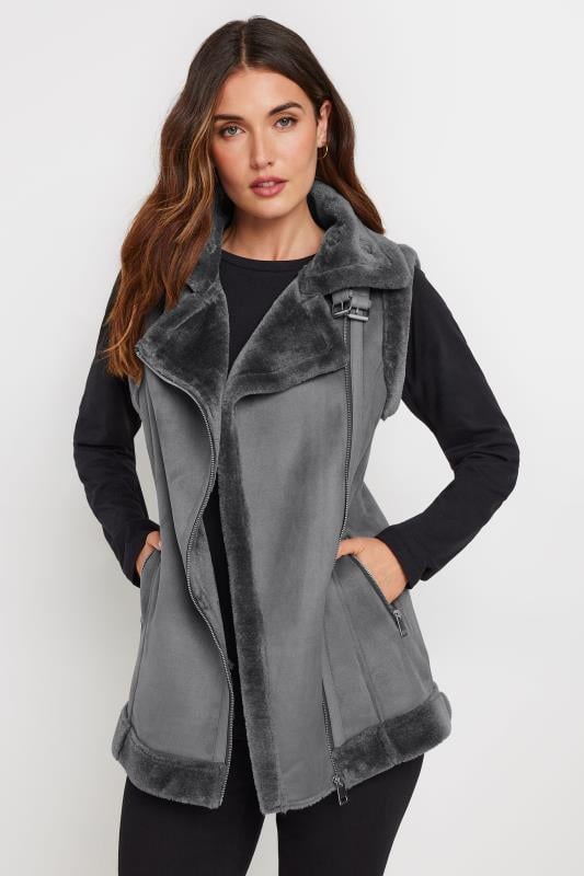 Tall  LTS Tall Grey Aviator Gilet Jacket