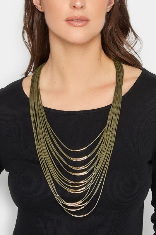 Plus Size  Yours Green Multi Strand Cord Long Necklace