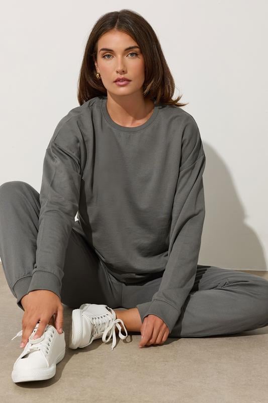 Tall  LTS Tall Charcoal Grey Crew Neck Sweatshirt