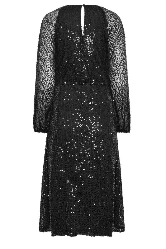LTS Tall Black Sequin Embellished Keyhole Midi Dress | Long Tall Sally 8