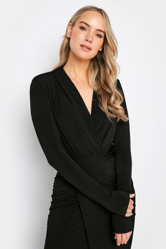 LTS Tall Women's Black Long Sleeve Maxi Wrap Dress | Long Tall Sally 4
