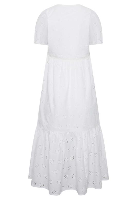 LTS Tall Women's White Broderie Tiered Maxi Dress | Long Tall Sally 7